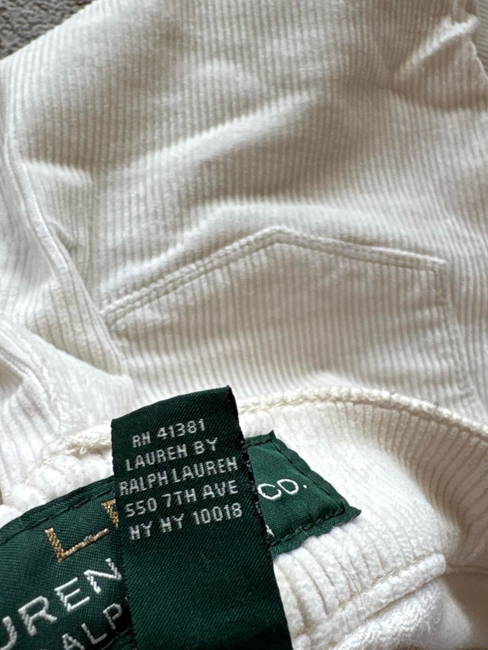 Vintage Y2K Lauren Ralph Lauren Cream Corduroy Pants Straight Leg - Picture 4 of 4